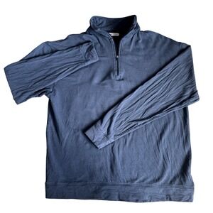 Pacas 1/4 Zip Sweater Men Medium Blue Pullover Pima Alpaca Blend Mockneck Casual